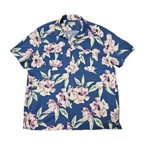 VINTAGE J.Crew Hawaii Large Mens Short Sleeve Flowers Hawaiian Luau Camp Shirt